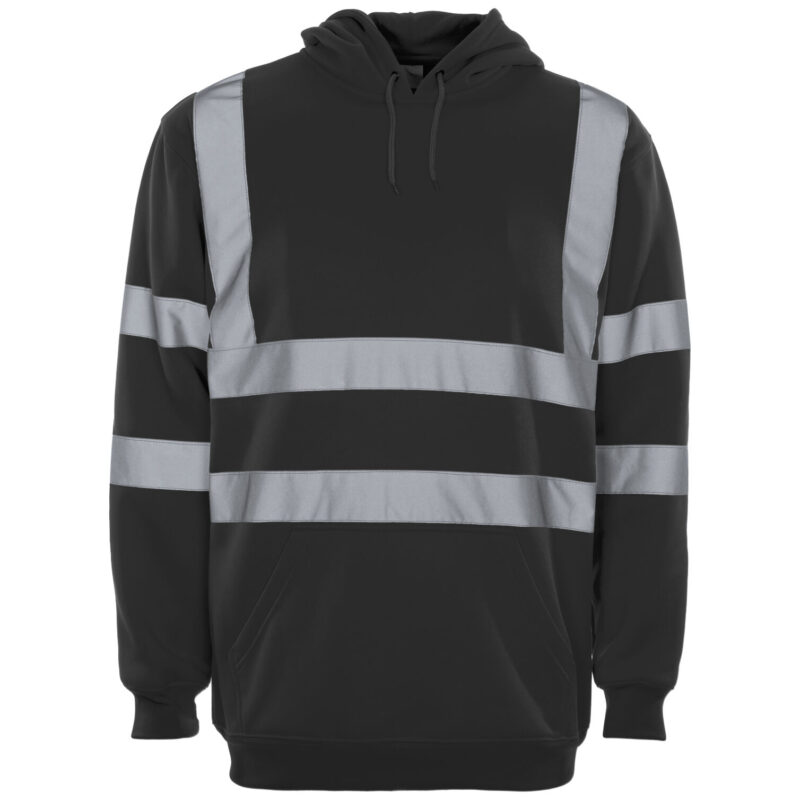 Supertouch Hi Vis Yellow Hooded Sweatshirt - Black