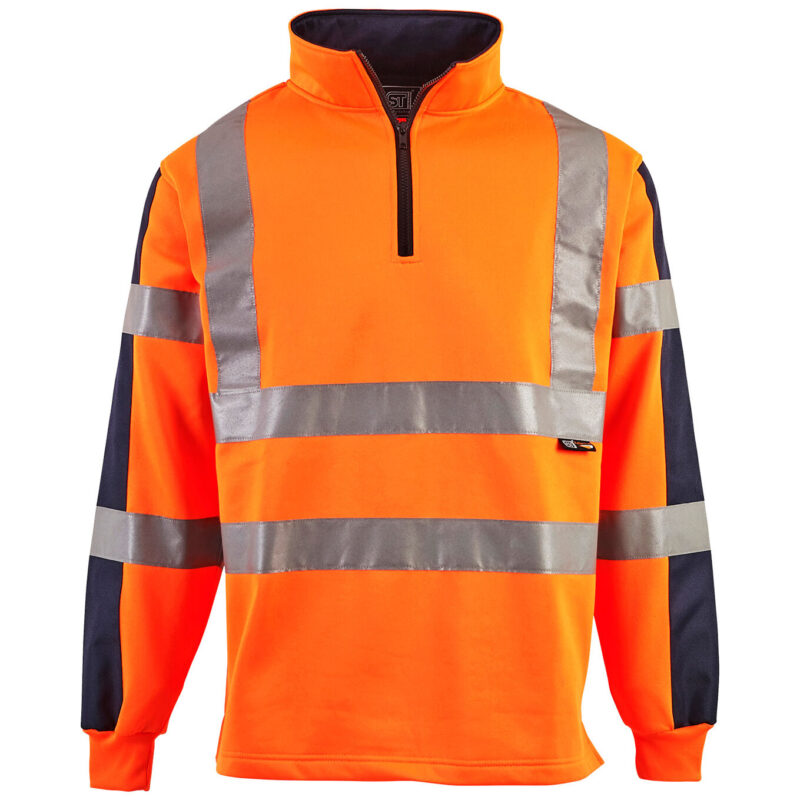 Supertouch Hi Vis 2 Tone Orange Rugby Shirt - Orange/Navy