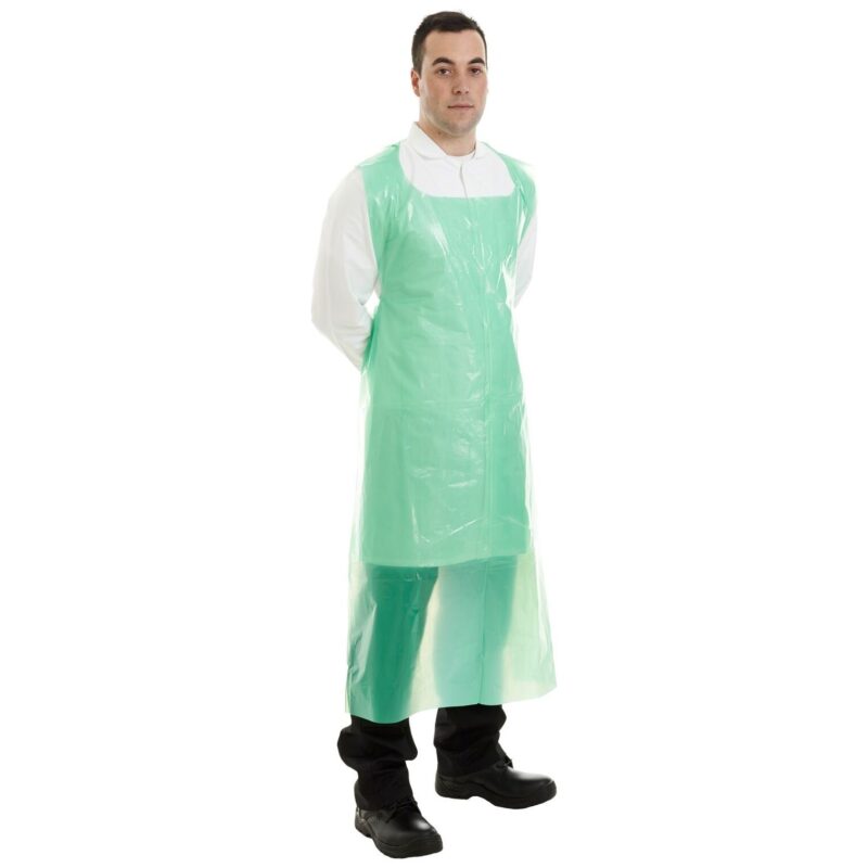 Supertouch 100 Micron PE Aprons Flat-Packed - Green
