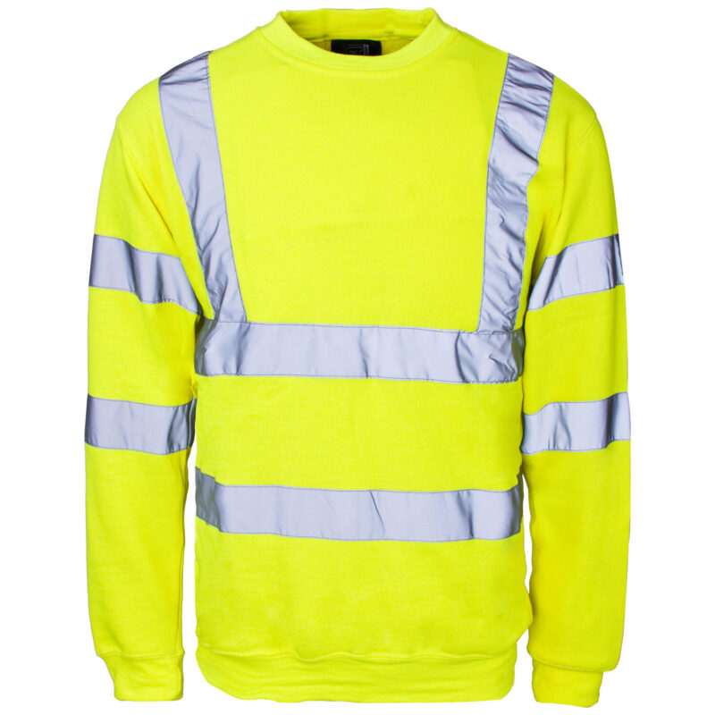 Supertouch Hi Vis Yellow Crew Neck Sweatshirt - Yellow