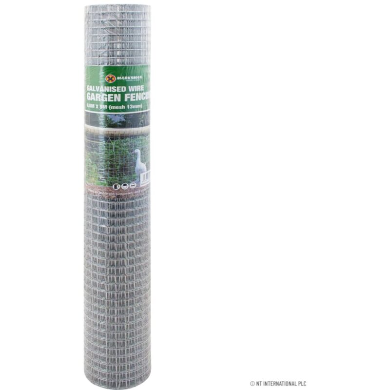 Marksman Galvanised Wire Fence Mesh Netting 600mm x 5M With 13mm Square Holes