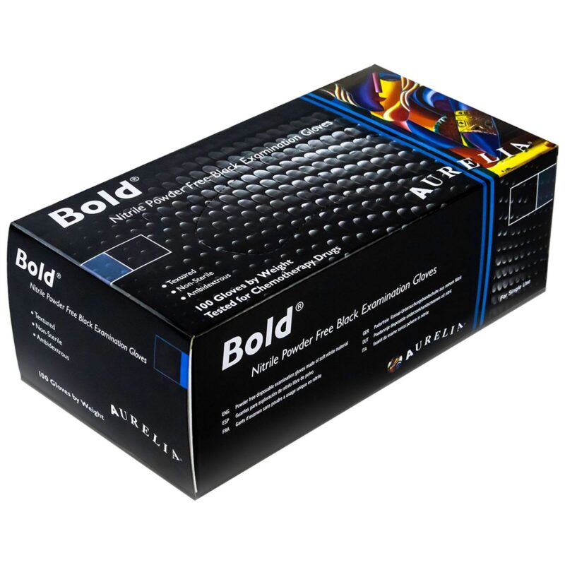 Aurelia Bold Black Disposable Nitrile Gloves - Medical Grade - Powder Free
