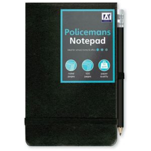 Hard Backed Ruled Pages Policemans Notepad Black With Additional Pencil