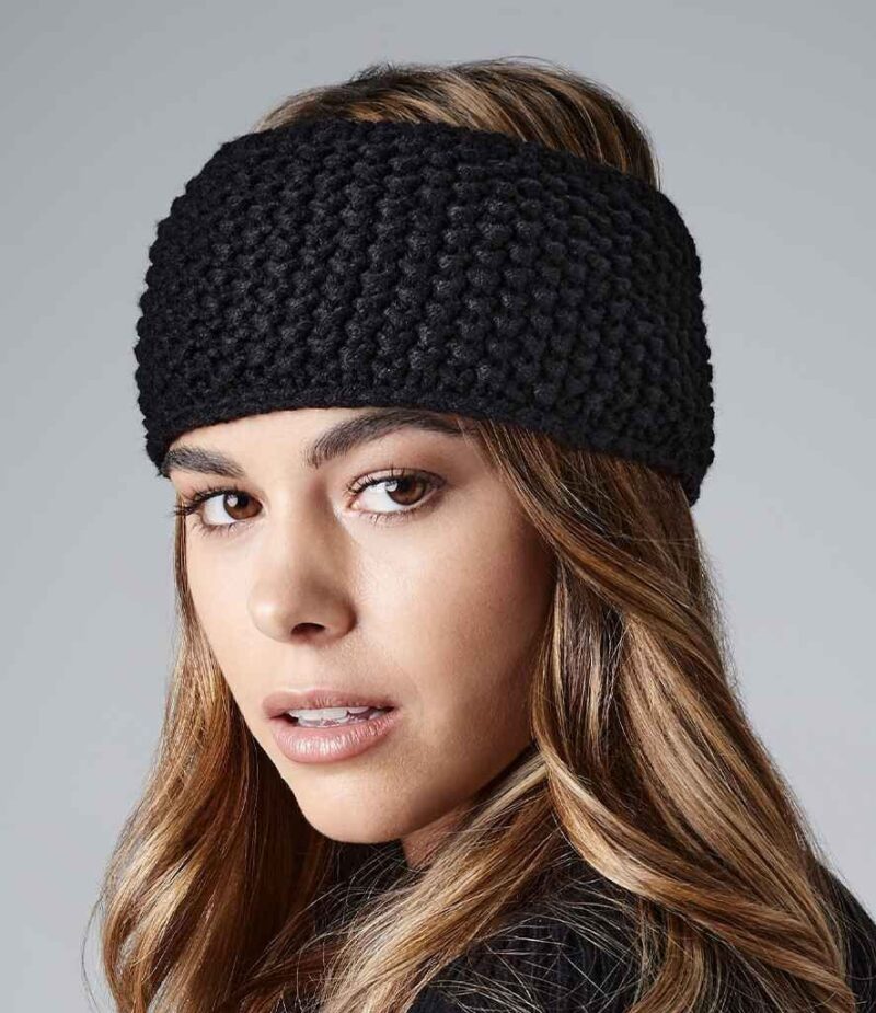 Beechfield Slopeside Waffle Headband Black  BB434