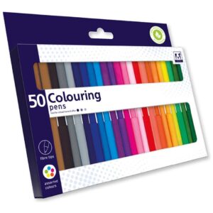 A* Stationery Assorted Fibre Tip Colouring Pens Pack of 50