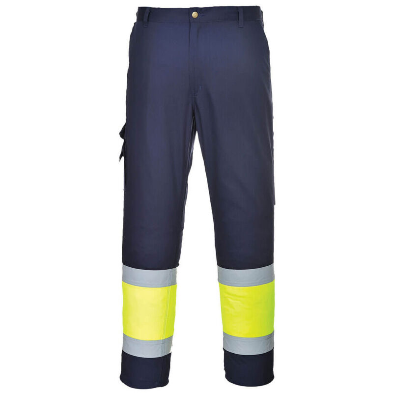 Portwest Hi-Vis Lightweight Contrast Class 1 Service Trousers - Yellow/Navy