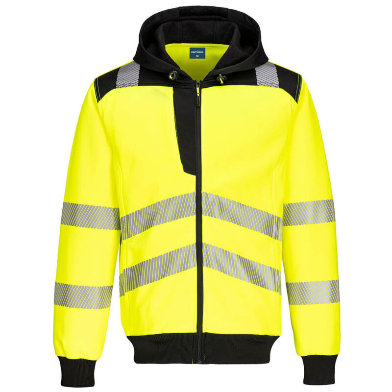 Portwest PW3 Hi-Vis Zip Hoodie - Yellow/Black