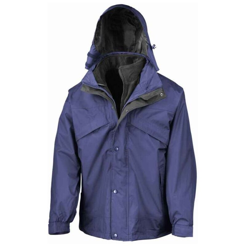 Result 3-in-1 Waterproof Zip and Clip Fleece Lined Jacket - Royal Blue/Black