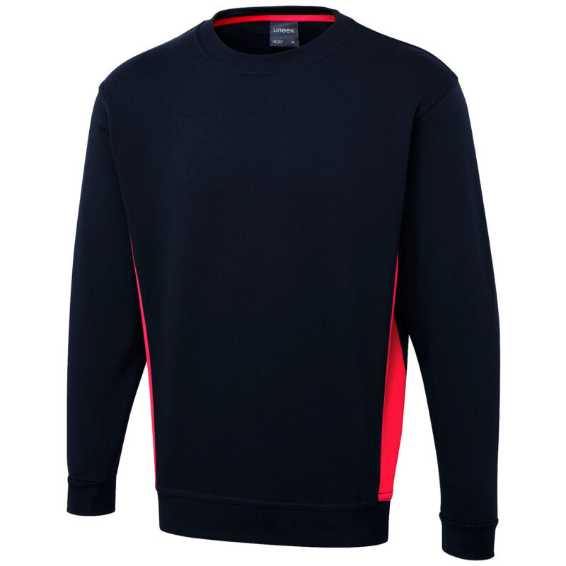 Uneek UC217 Two Tone Crew New Sweatshirt - Navy/Red