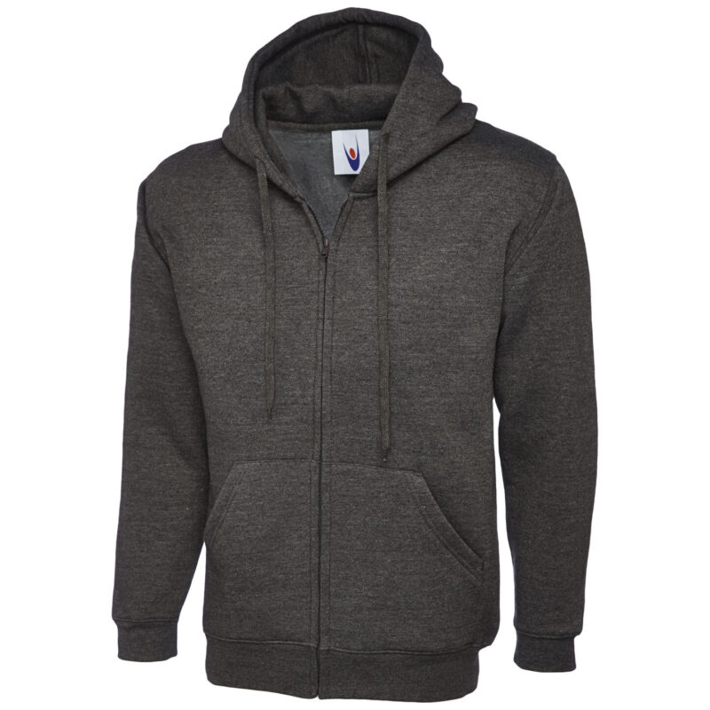 Uneek UC504 Adults Classic Full Zip Hooded Sweatshirt - Charcoal