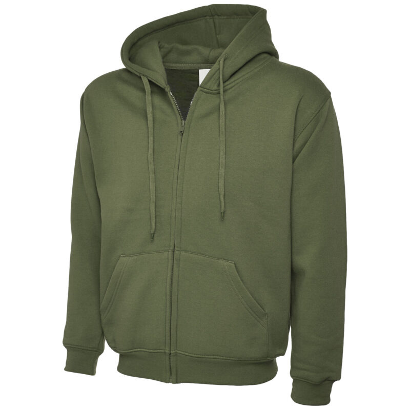 Uneek UC504 Adults Classic Full Zip Hooded Sweatshirt - Olive