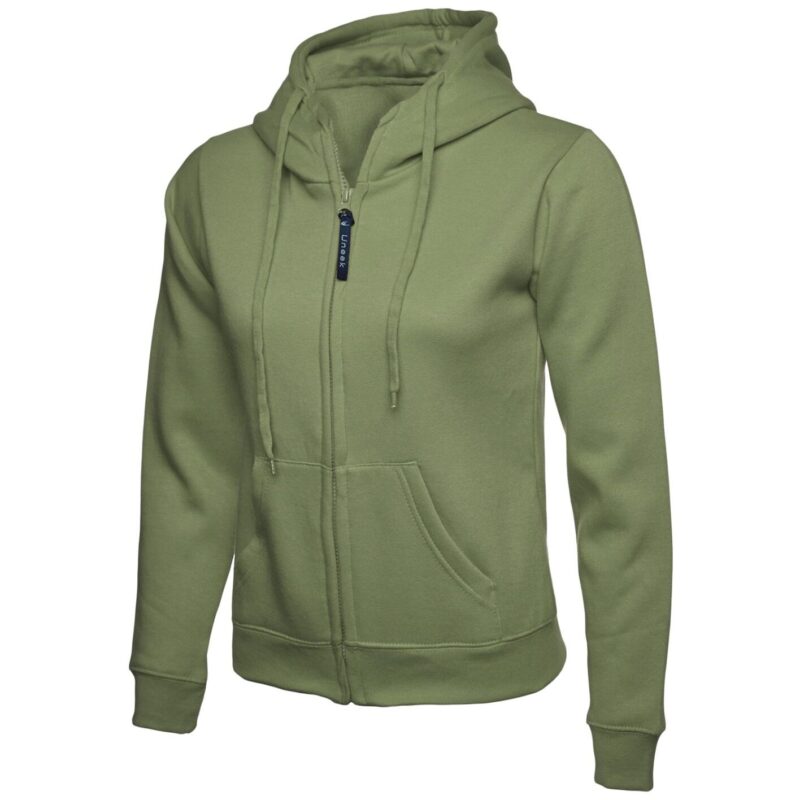 Uneek UC505 Ladies Classic Full Zip Hooded Sweatshirt - Olive
