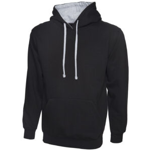 Uneek UC507 Contrast Hooded Sweatshirt - Fuchsia/Heather Grey
