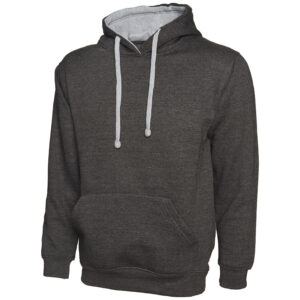 Uneek UC507 Contrast Hooded Sweatshirt - Fuchsia/Heather Grey