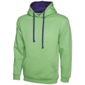 Uneek UC507 Contrast Hooded Sweatshirt - Fuchsia/Heather Grey