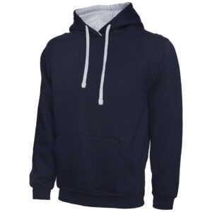 Uneek UC507 Contrast Hooded Sweatshirt - Fuchsia/Heather Grey