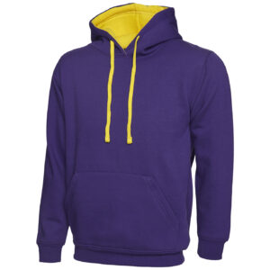 Uneek UC507 Contrast Hooded Sweatshirt - Fuchsia/Heather Grey