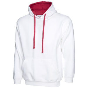 Uneek UC507 Contrast Hooded Sweatshirt - Fuchsia/Heather Grey