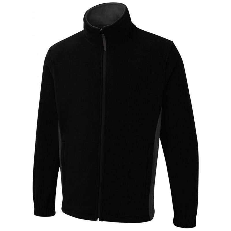 Uneek UC617 Two Tone Full Zip Fleece Jacket - Black/Charcoal