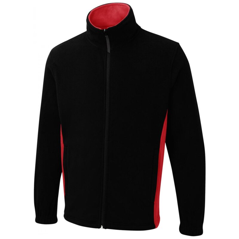 Uneek UC617 Two Tone Full Zip Fleece Jacket - Black/Red