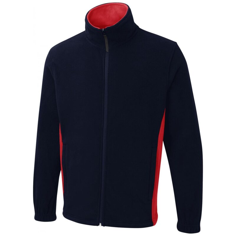 Uneek UC617 Two Tone Full Zip Fleece Jacket - Navy/Red