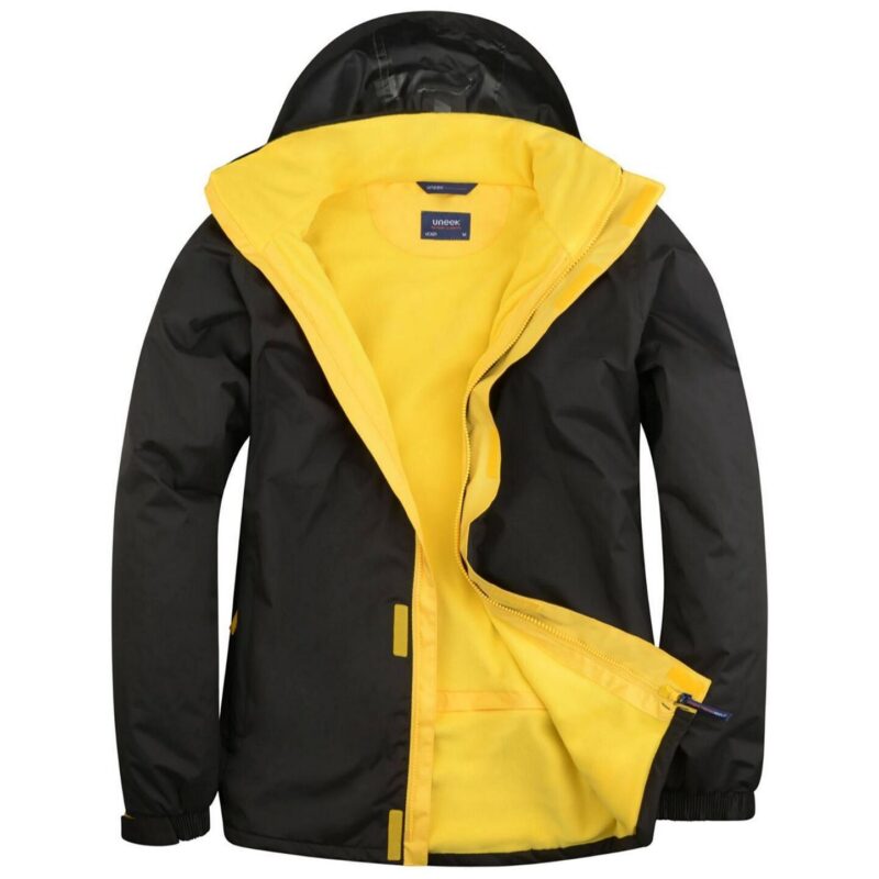 Uneek UC621 Deluxe Outdoor Jacket - Black/Submarine Yellow