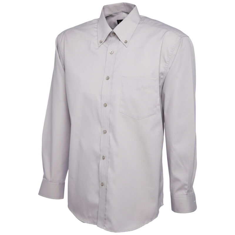 Uneek UC701 Mens Pinpoint Oxford Full Sleeve Shirt - Silver Grey