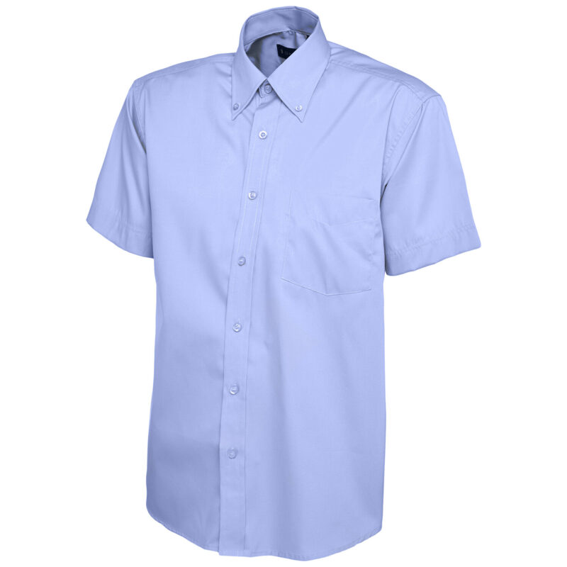 Uneek UC702 Mens Pinpoint Oxford Half Sleeve Shirt - Mid Blue