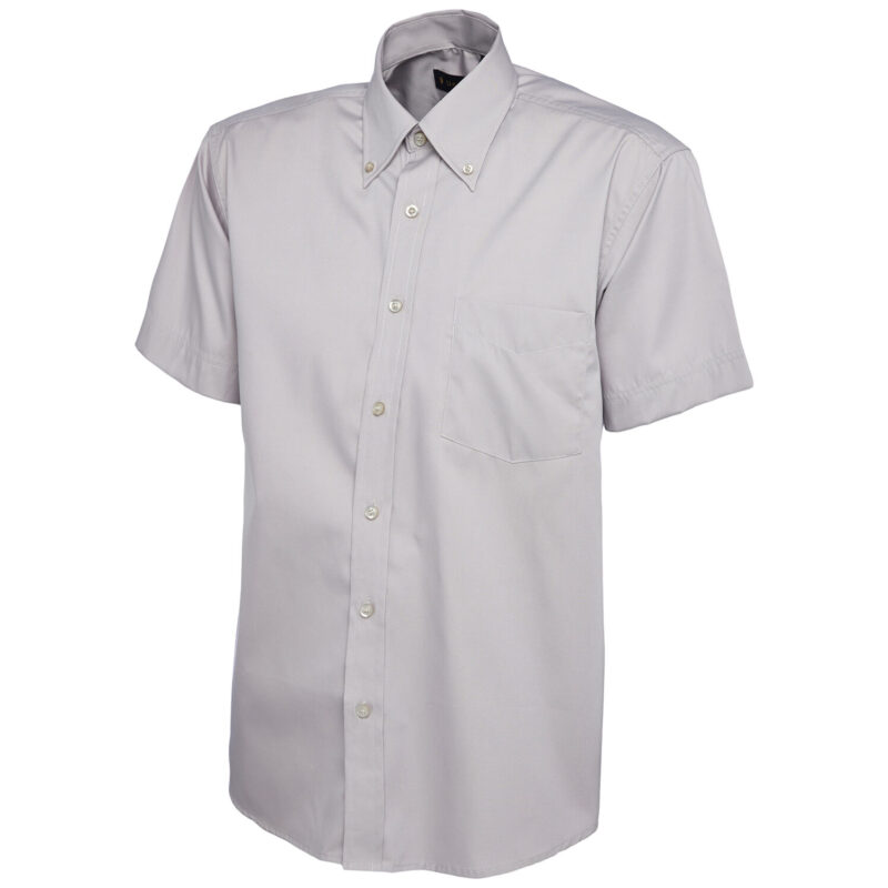 Uneek UC702 Mens Pinpoint Oxford Half Sleeve Shirt - Silver Grey