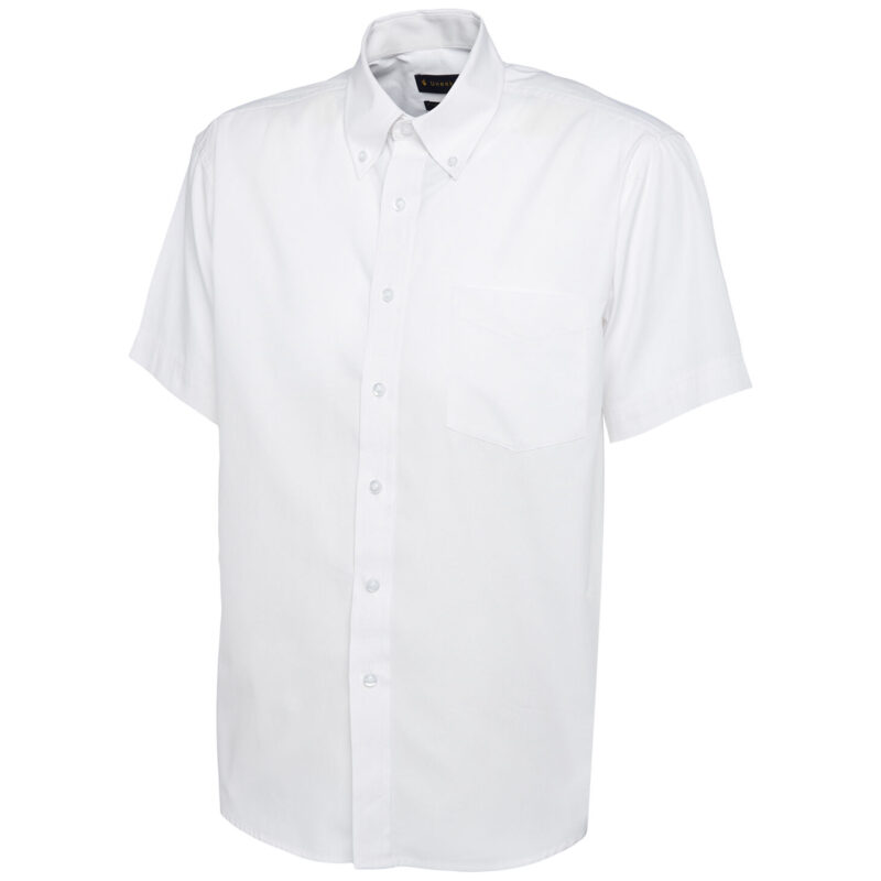 Uneek UC702 Mens Pinpoint Oxford Half Sleeve Shirt - White
