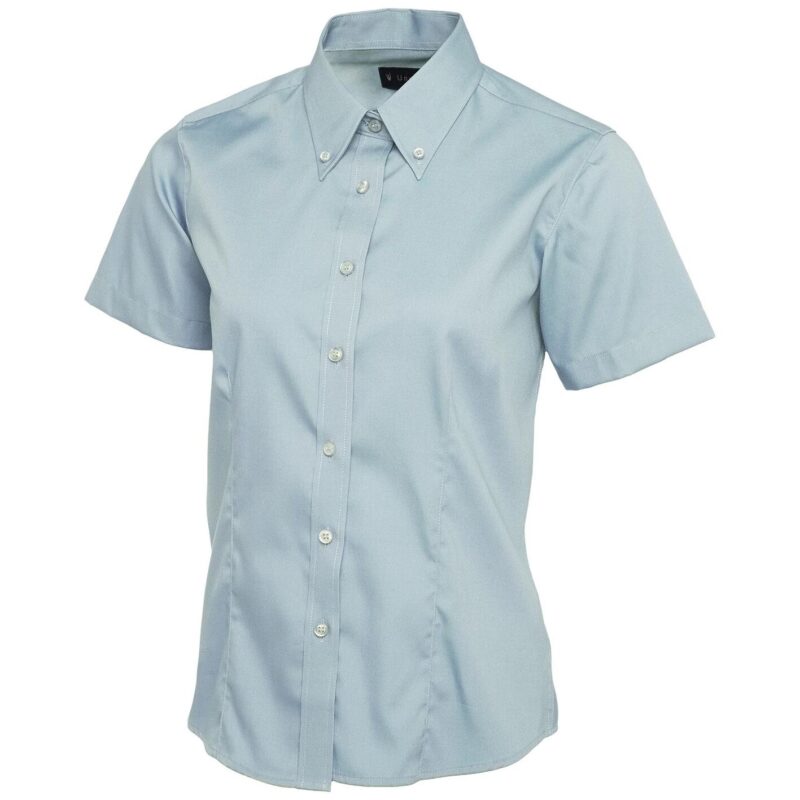 Uneek UC704 Ladies Pinpoint Oxford Half Sleeve Shirt - Light Blue