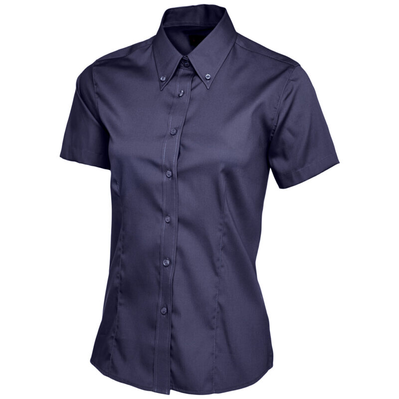 Uneek UC704 Ladies Pinpoint Oxford Half Sleeve Shirt - Navy