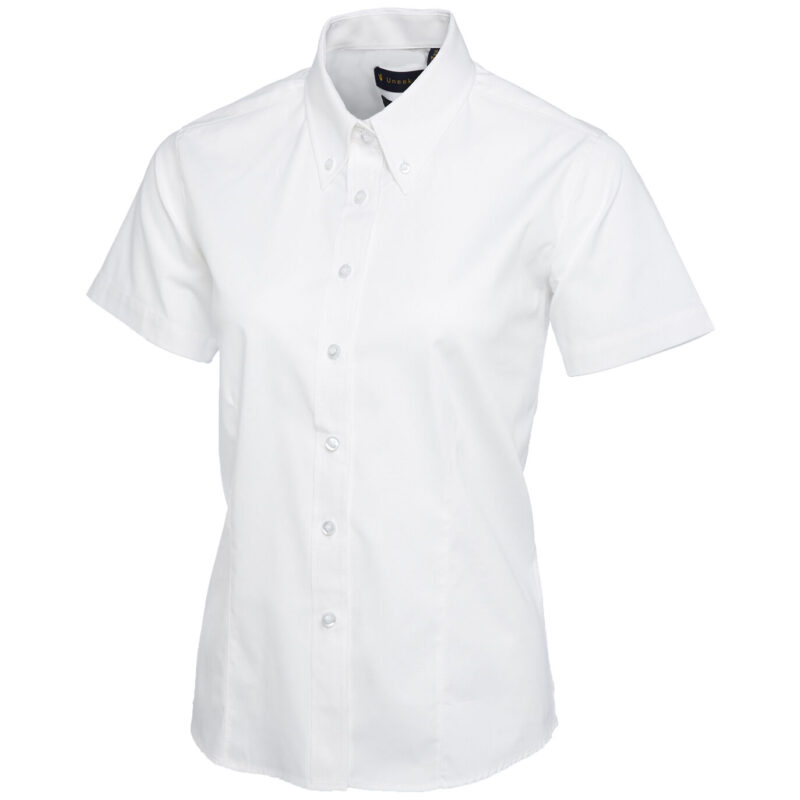 Uneek UC704 Ladies Pinpoint Oxford Half Sleeve Shirt - White