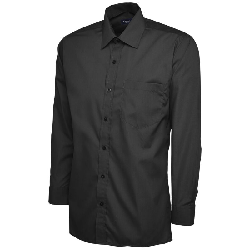 Uneek UC709 Mens Poplin Full Sleeve Shirt - Black