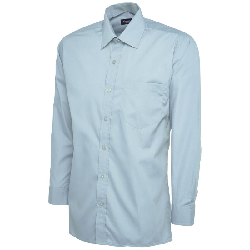 Uneek UC709 Mens Poplin Full Sleeve Shirt - Light Blue