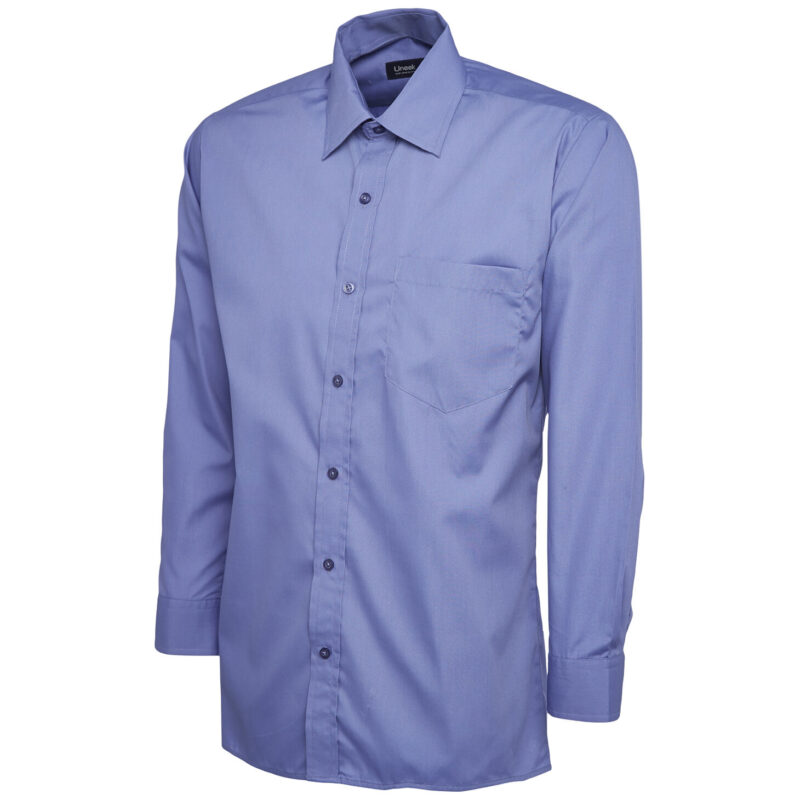 Uneek UC709 Mens Poplin Full Sleeve Shirt - Mid Blue