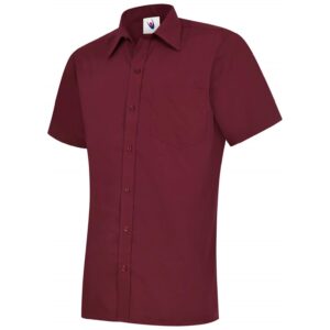 Uneek UC710 Mens Poplin Half Sleeve Shirt - Red