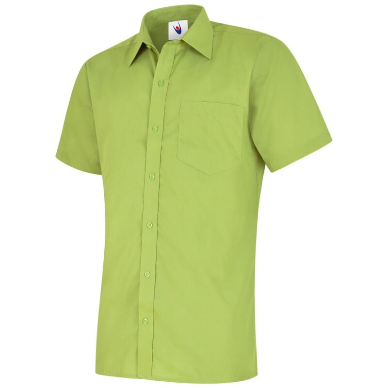 Uneek UC710 Mens Poplin Half Sleeve Shirt - Lime