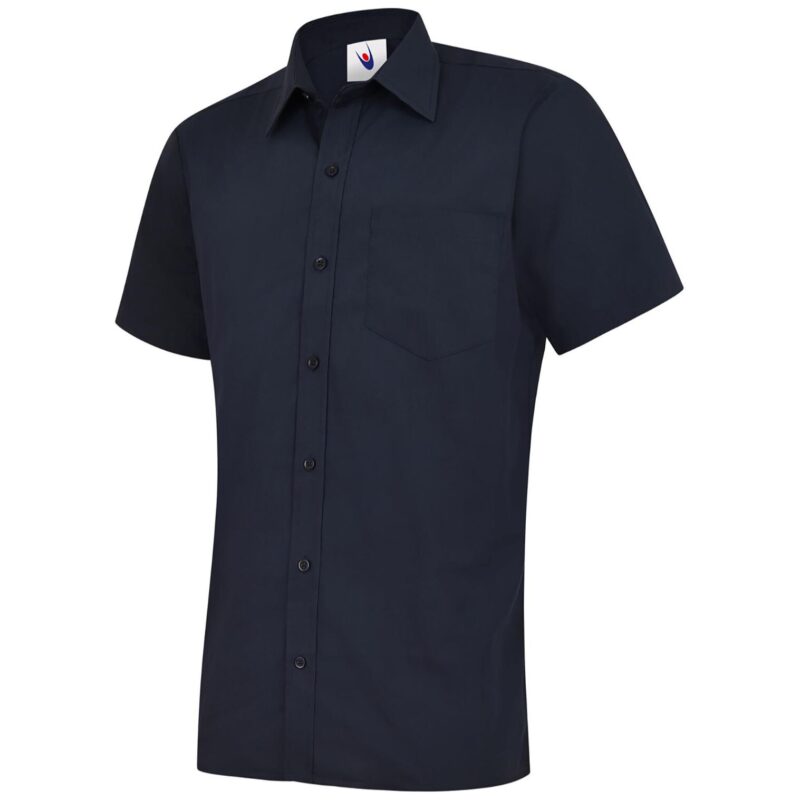 Uneek UC710 Mens Poplin Half Sleeve Shirt - Navy