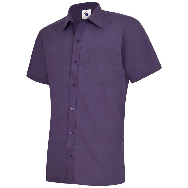 Uneek UC710 Mens Poplin Half Sleeve Shirt - Purple