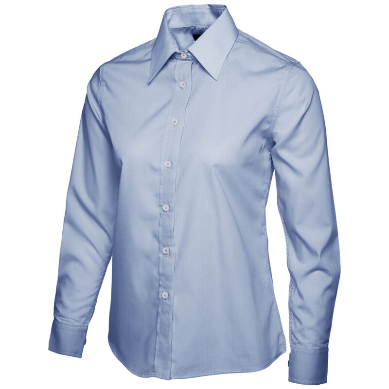 Uneek UC711 Ladies Poplin Full Sleeve Shirt - Light Blue