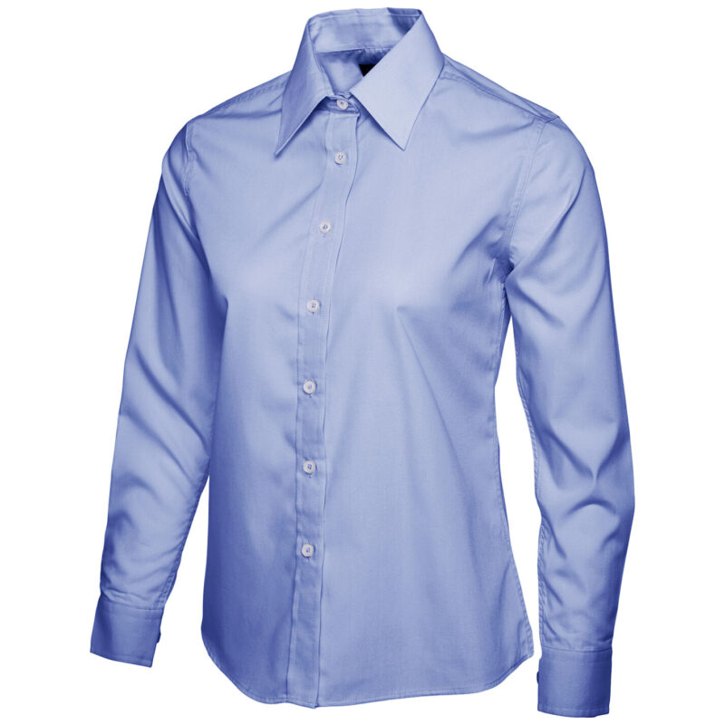 Uneek UC711 Ladies Poplin Full Sleeve Shirt - Mid Blue