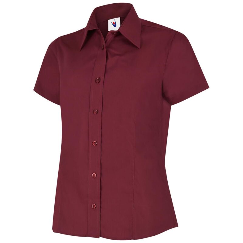 Uneek UC712 Ladies Poplin Half Sleeve Shirt - Burgundy