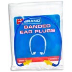 banded ear plugs in plastic pouch