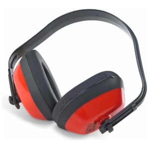 folding ear defenders in red