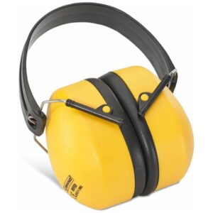 folding ear defenders in yellow