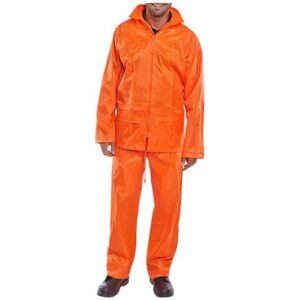 hi vis orange nylon waterproof suit