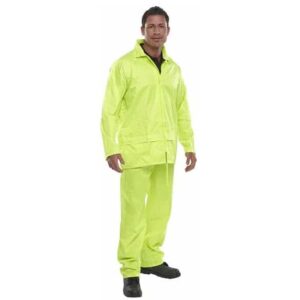 hi vis yellow nylon waterproof suit