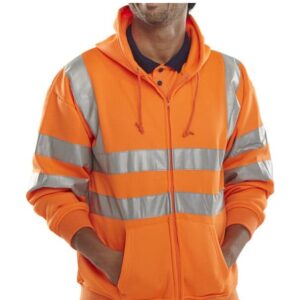 hi vis orange hoodie with zip front