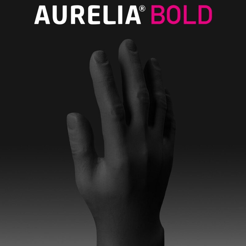 Aurelia Bold Black Disposable Nitrile Gloves - Medical Grade - Powder Free